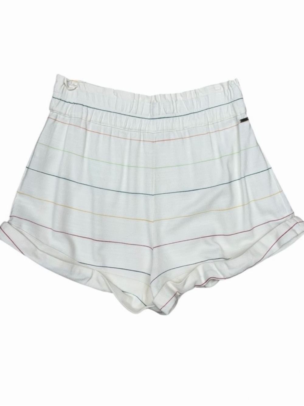 O’NEIL Women’s Juniors Striped Short Shorts Beach Lounge Medium High Waist White